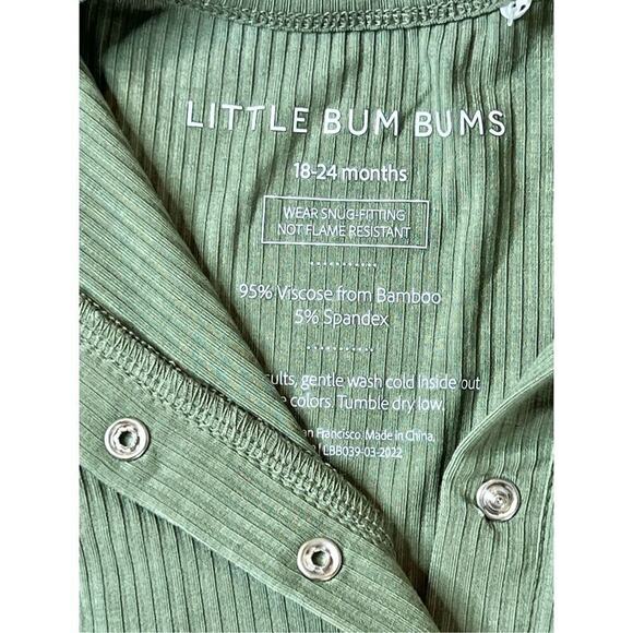 Little Bum Bums Bamboo Ivy Green Ribbed Shortall Romper 18-24 NWT‎ Boho Chic - Picture 4 of 8